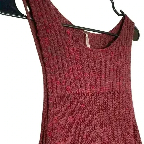 Free People maroon Waterfall Knit swing crew neck Dress with slip size Small - Picture 9 of 15